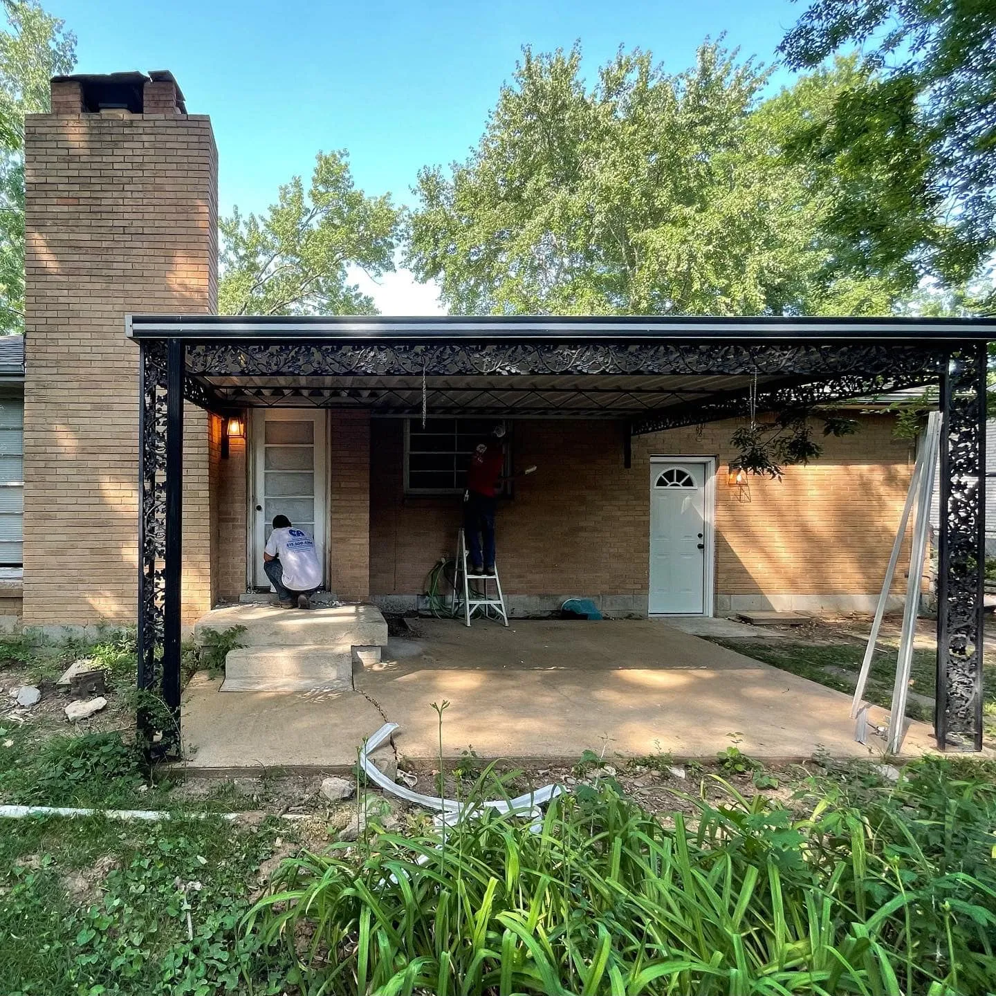 Covered back porch after an exterior repaint