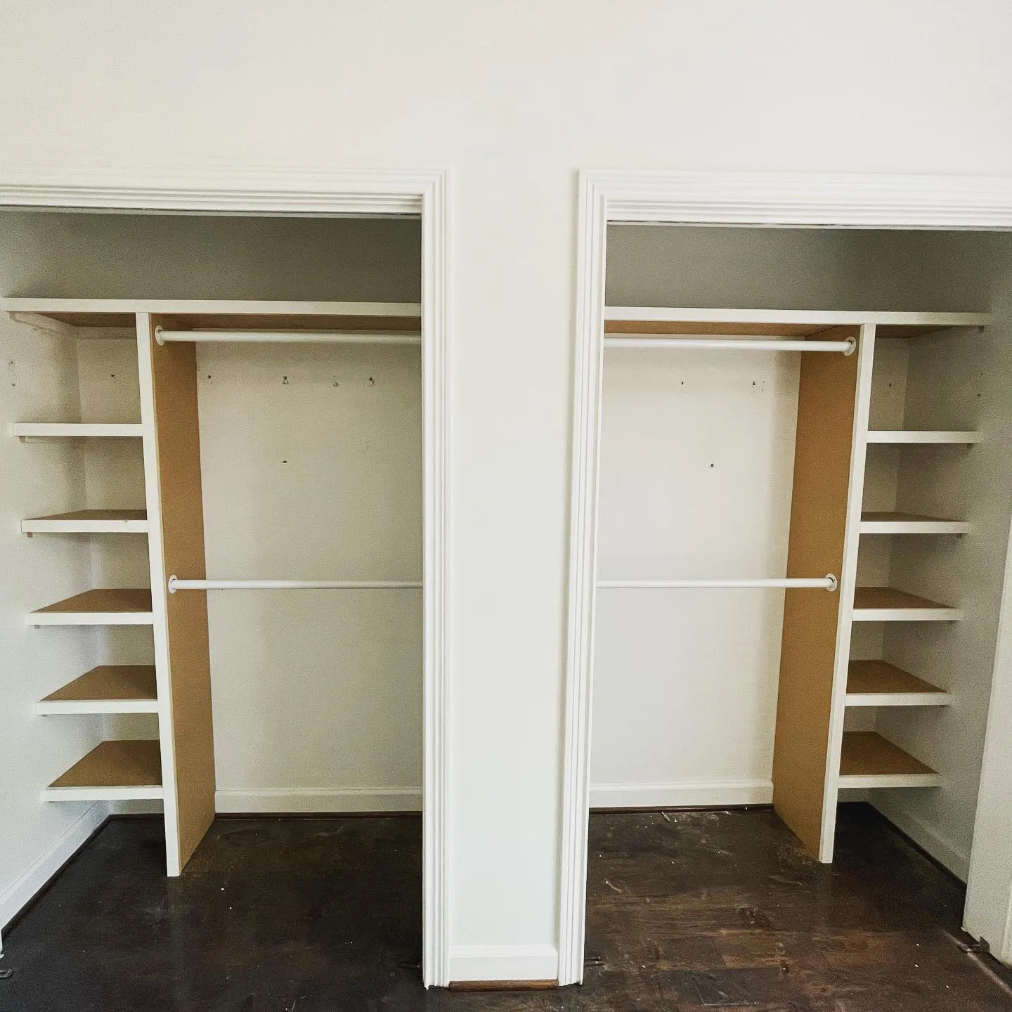 The same closet after custom shelving was built